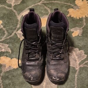 Red Wing Shoes Black Work Boots with Purple Lining